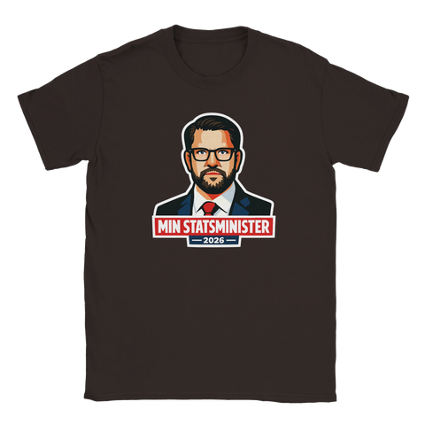 Brun t-shirt med uttrycksfullt politiskt motiv av Jimmie Åkesson