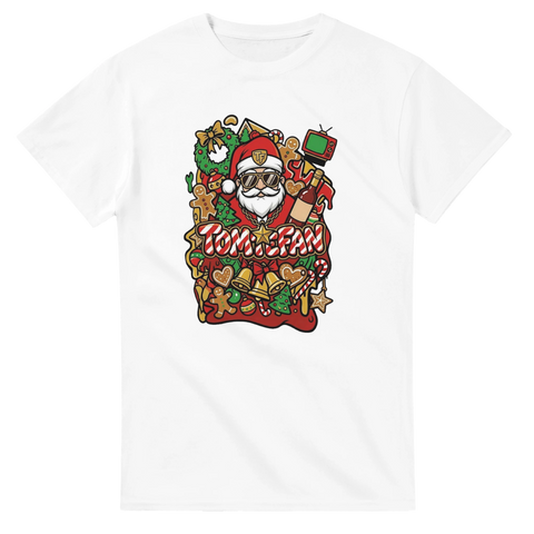 Färgglatt tryck med jultema och en flaska dryck i modern stil