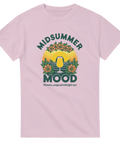 Somrig design med blommor och ett glas i kvällssol – rosa t-shirt med attityd