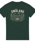 Naturmotiv med skog och sjö i retrostil – Småland t-shirt