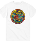 Retroillustration av en jättekräfta som attackerar en fest – vit t-shirt