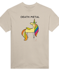 Rolig t-shirt för hårdrockare med en minimalistisk enhörning – beige t-shirt
