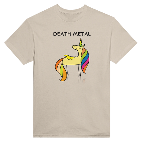 Rolig t-shirt för hårdrockare med en minimalistisk enhörning – beige t-shirt