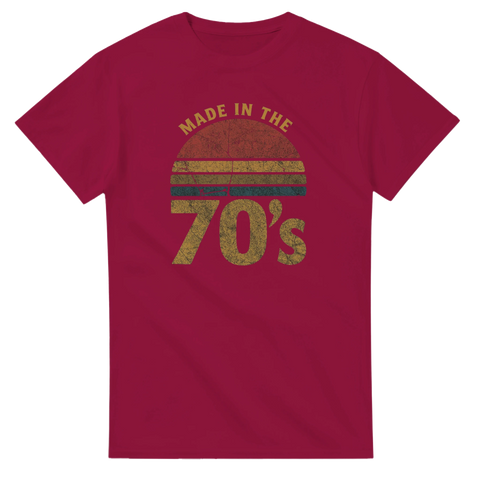 Klassisk t-shirt med grafiskt retrotryck i dämpade 70-talsfärger