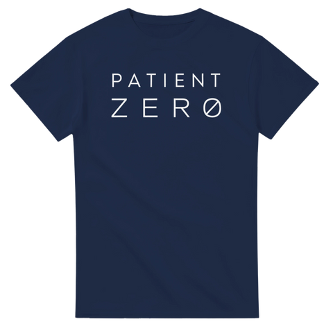 Stilren grafisk design med Patient Zero motiv – t-shirt i mörkblå ton