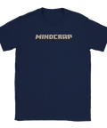 Marinblå t-shirt med ironisk spelparodi i grå pixelgrafik