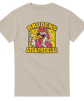 T-shirt till möhippa med texten Brudens stökpatrull och en höna med hjärtformade solglasögon, slöja och rosa boa