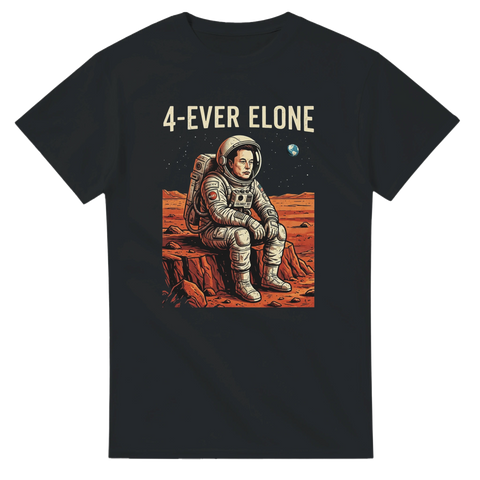 Satirisk illustration av Elon Musk som astronaut på Mars – grafisk t-shirt