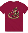 Pinocchio lifestyle motiv med lång näsa och vinglas – humoristisk t-shirt