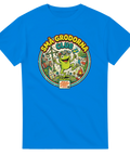 Vintage inspirerat tryck med akvavit och midsommarfirande på blå t-shirt