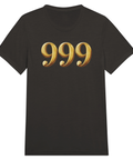 T-shirt med guldglänsande 999-motiv i reliefstil och lyxig textur