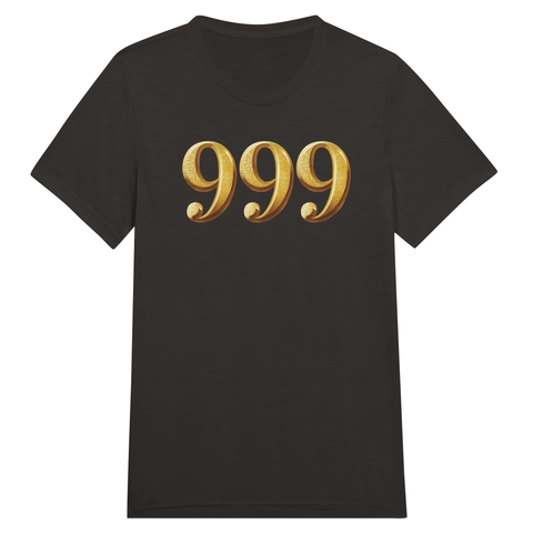 T-shirt med guldglänsande 999-motiv i reliefstil och lyxig textur