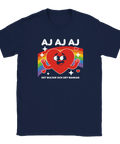 Färgglad grafisk illustration av ett bankande hjärta – t-shirt med humor