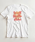 Vintage inspirerad hälsningstext i varma toner – somrig t-shirt med tryck