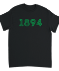Svart t-shirt med vintage 1894-tryck i grön färg