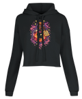Förtrollande dryckesflaska "Drink at your own risk!" på svart croppad hoodie.