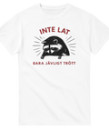 Illustration av trött tvättbjörn med texten Inte lat – vit t-shirt