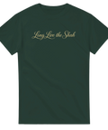 Mörkgrön t-shirt med grafiskt texttryck i klassisk nostalgisk stil