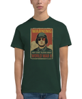 Militärposter med soldat, "Warning May Start Talking About WWII" på mörkgrön t-shirt.