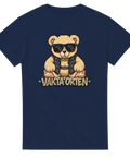 Illustration av nalle i skyddsväst och bling – streetwear t-shirt med orten-motiv