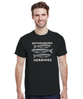 stadstema t-shirt Gothenburg Herrings svart med text och fiskmotiv