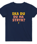 Marinblå baby t-shirt med lekfull textdesign och kaxig attityd