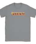 PANNKAKA text med sylt och grädde i 3D-stil på grå t-shirt.