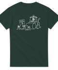 Satiriskt tryck med texten Återställ våtmarkerna på mörkgrön t-shirt