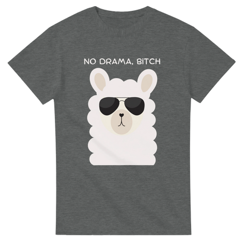 Grafisk illustration av en lama i solglasögon – grå t-shirt