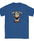 Retroinspirerad illustration av sjömanspojke med pipa på blåmelerad t-shirt