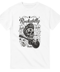 T-shirt med rockabilly-dödskalle och gitarr
