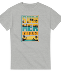 Gråmelerad t-shirt med retro illustration av solnedgång och palmer