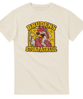 T-shirt med en festglad höna i slöja och texten Brudens stökpatrull