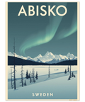 Vintage inspirerad affisch med motiv av Abisko nationalpark i vinterskrud