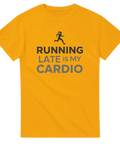 Gul t-shirt med sportigt motiv för den som alltid har bråttom