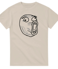 Satirisk rage face illustration för internetnostalgiker – sandfärgad grafisk t-shirt