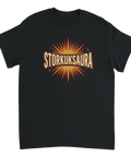 Retrotypografi med texten Storkuksaura och solstrålar – grafisk t-shirt