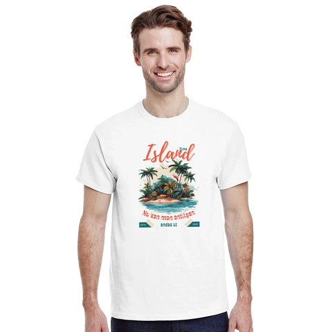 somrig t-shirt Island Time vit med ö-motiv och text