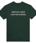 T-shirt med texten Riktiga män luktar diesel för raggare och motor fans