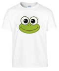 Minimalistiskt grodmotiv med ett brett leende – t-shirt för barn
