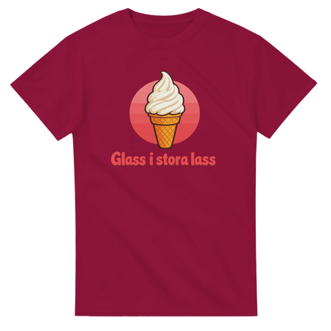 Vintagedesign med mjukglass och text på en vinröd t-shirt