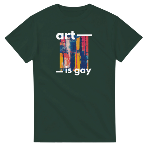 Statement t-shirt med text Art Is Gay