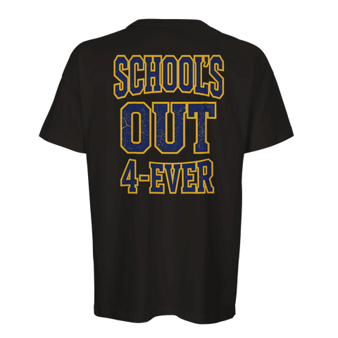 Svart t-shirt med ett kaxigt School's Out 4-Ever tryck på ryggen
