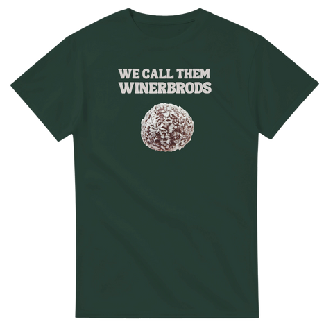 Mörkgrön t-shirt med chokladboll och texten We call them winerbrods