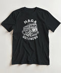 Urban illustration med Haga Göteborg text och heraldiskt lejon – t-shirt