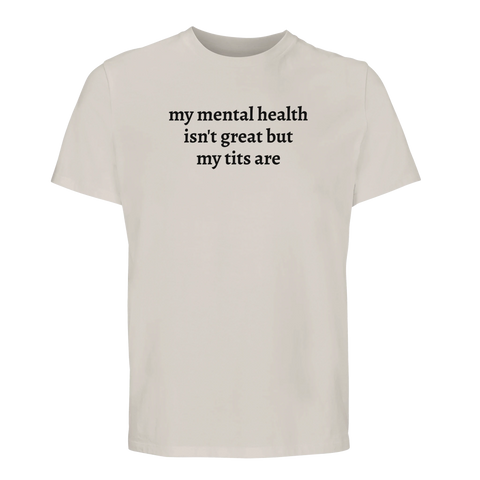 Sarkastisk t-shirt mental hälsa roligt citat bröst humor