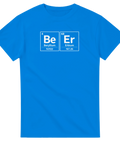 Lekfull t-shirt med nördigt kemitema och vit text på klarblå bakgrund