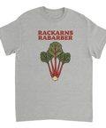 Stilren illustration av rabarberstjälkar med text – grafisk t-shirt med lantlig humor