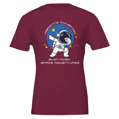 Illustration av astronaut som gör en dab i galaxen – vinröd t-shirt