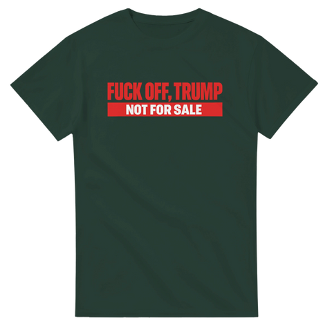 Mörkgrön t-shirt med kaxig politisk satir och rött tryck